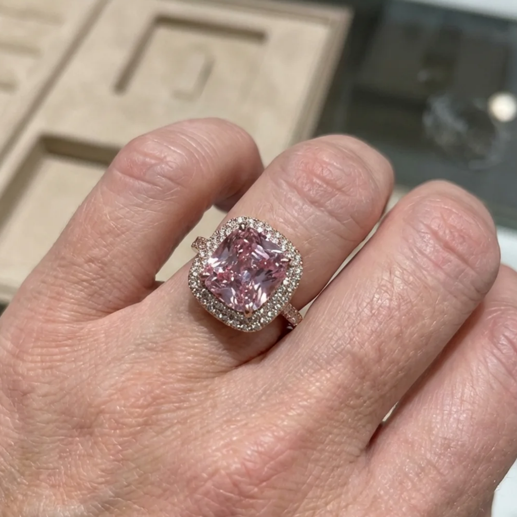 Cushion Pink Sapphire Ring | Rose Gold