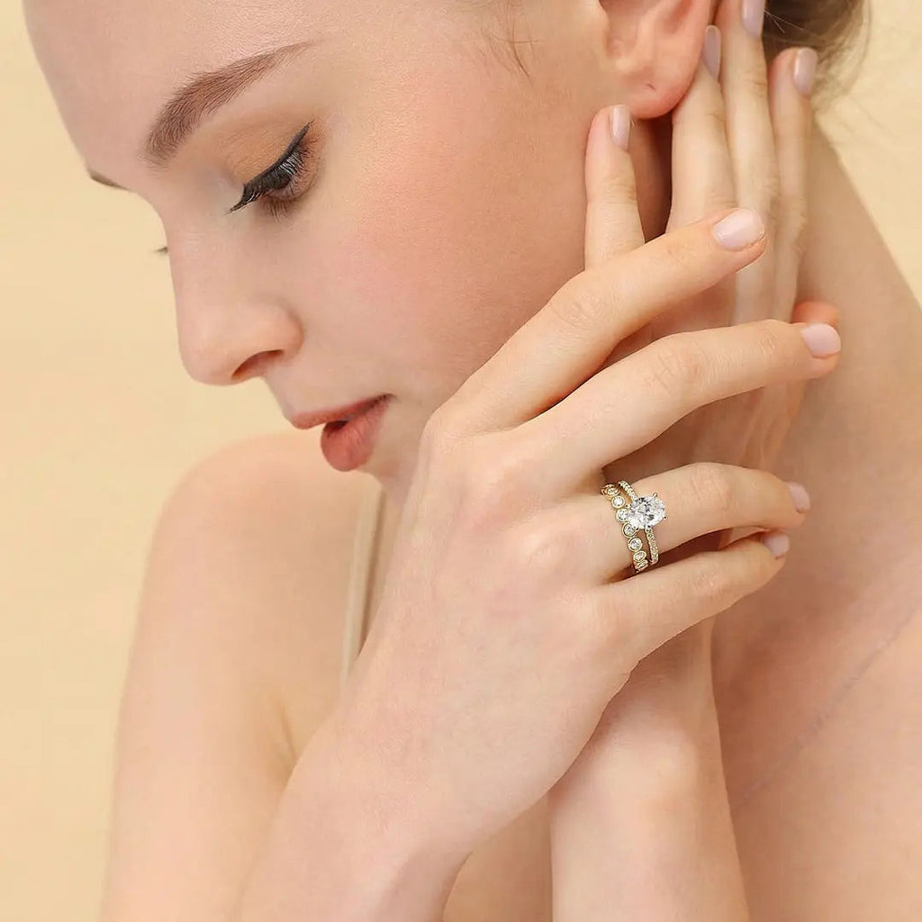 Oval Stone Stackable Ring Set
