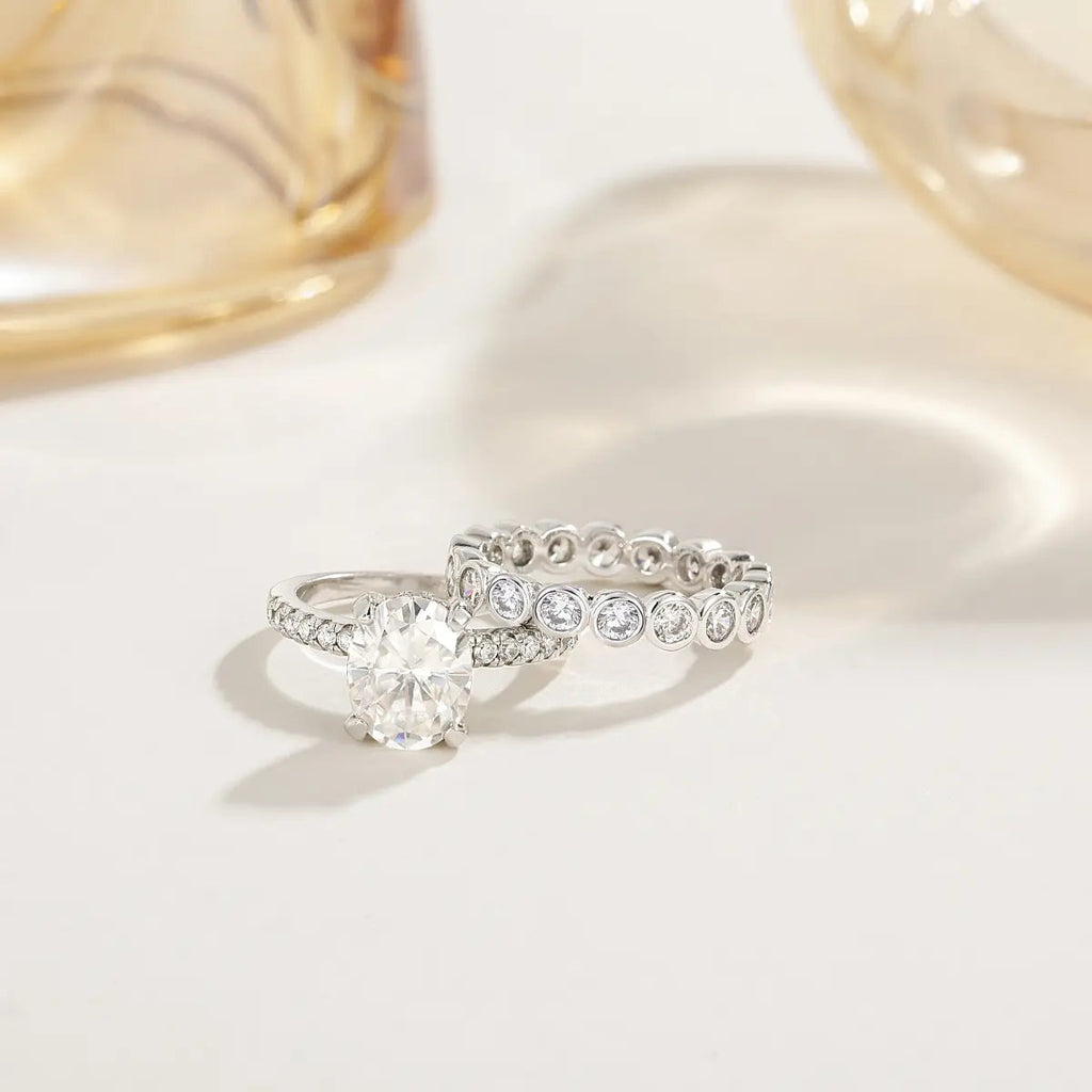 Oval Stone Stackable Ring Set