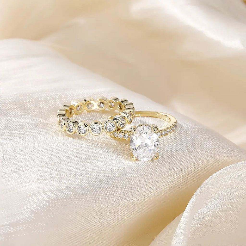 Oval Stone Stackable Ring Set