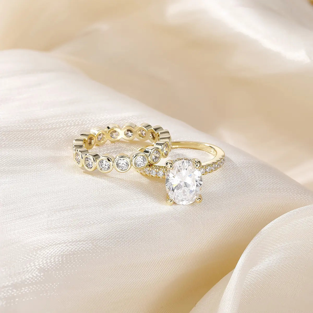 Oval Stone Stackable Ring Set