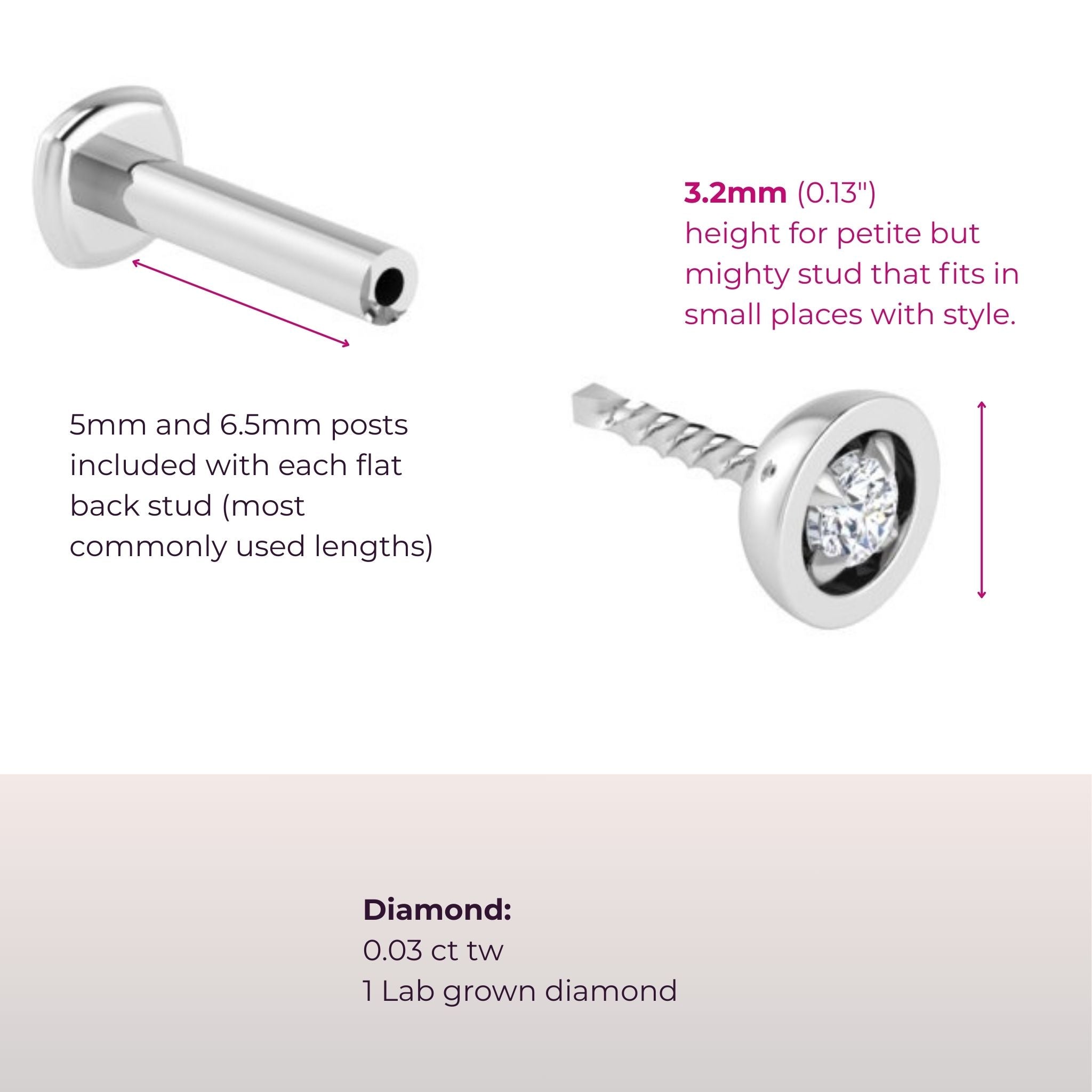 Center-of-Attention Diamond Flat Back Stud