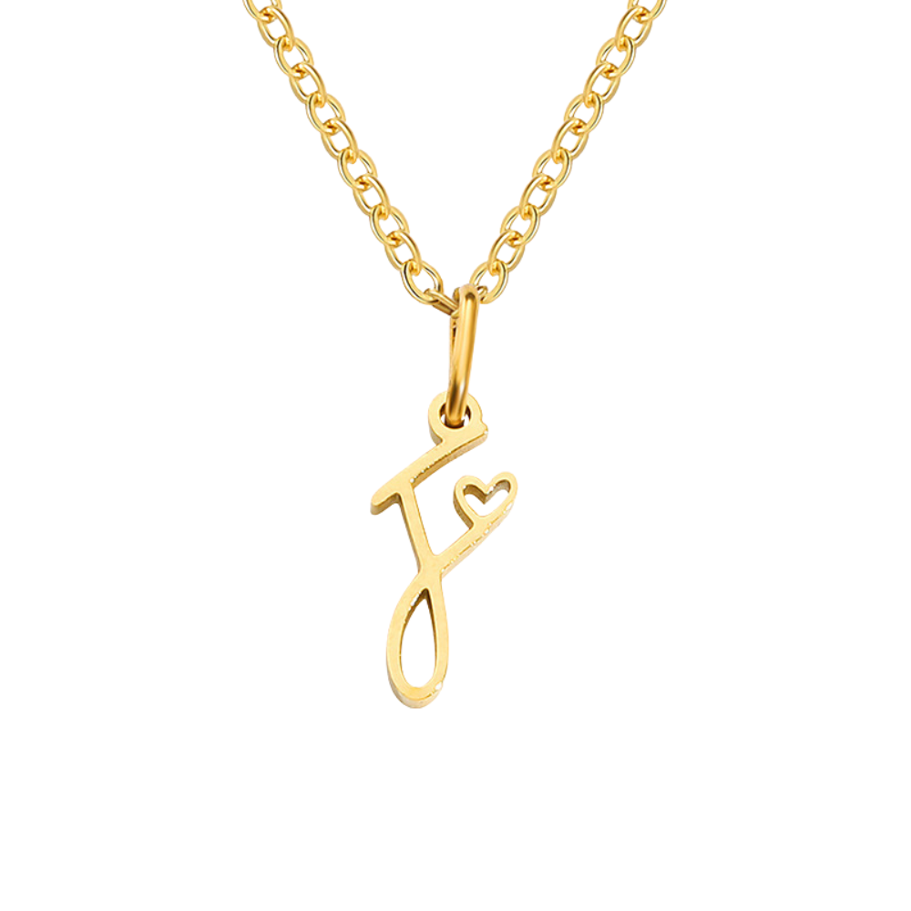 Heart Initial Necklace | Gold