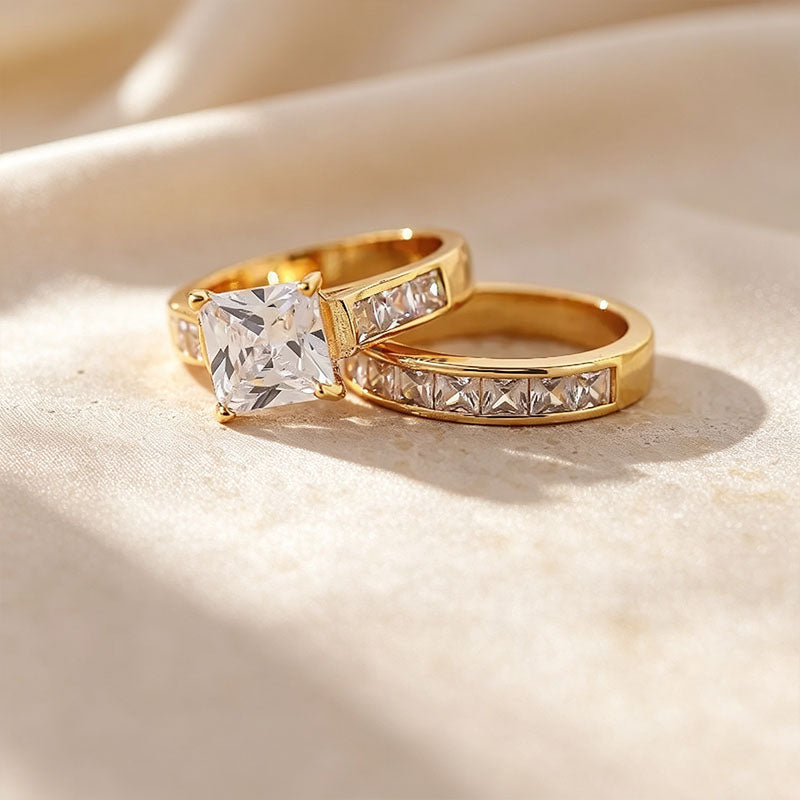 Princess Cut Pavé Stackable Ring Set