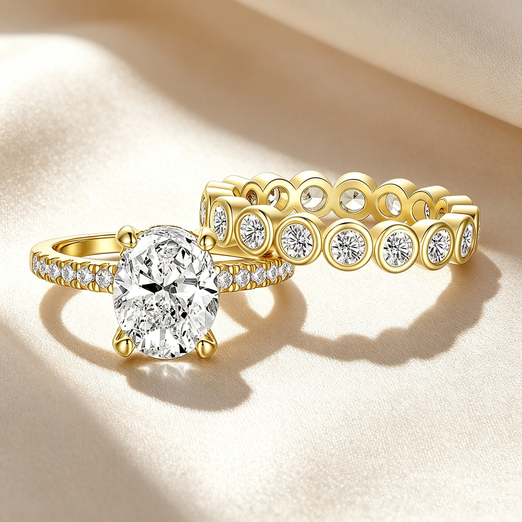 Oval Stone Stackable Ring Set