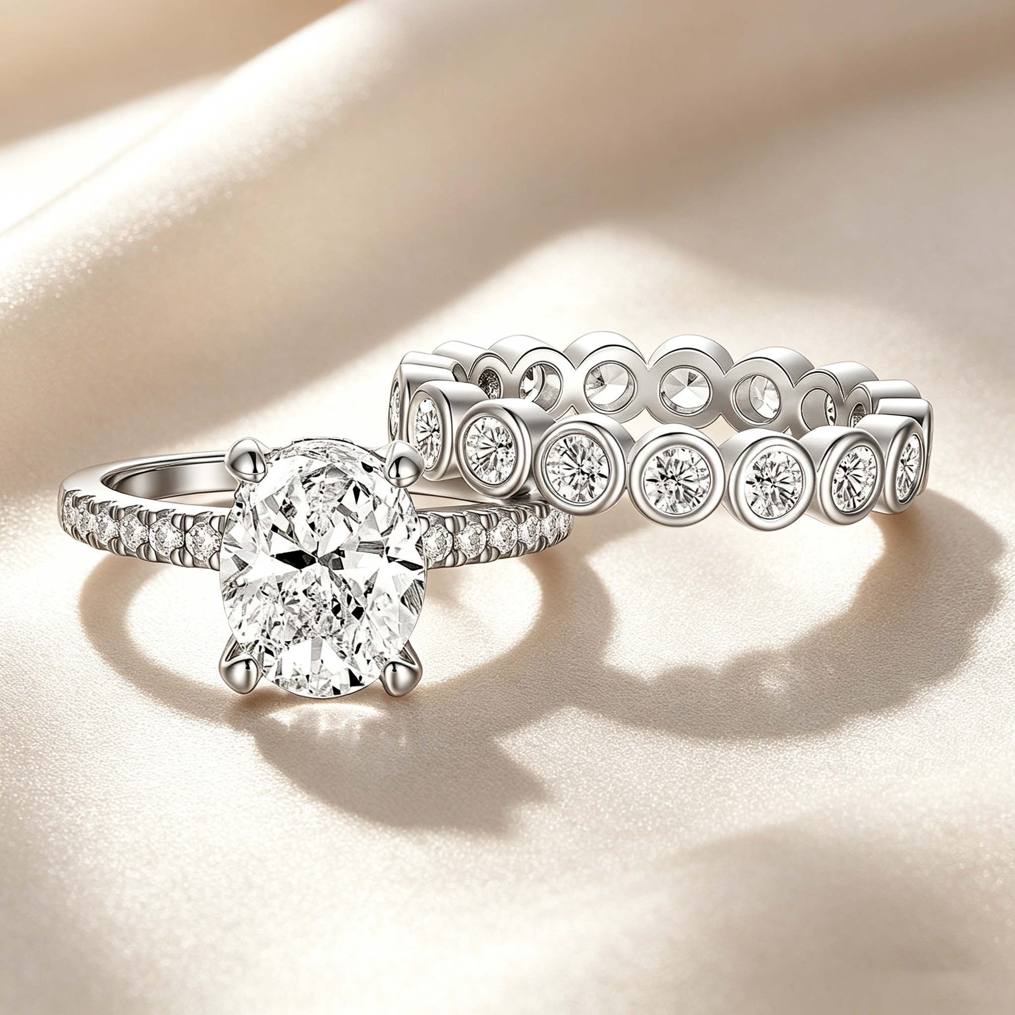 Oval Stone Stackable Ring Set