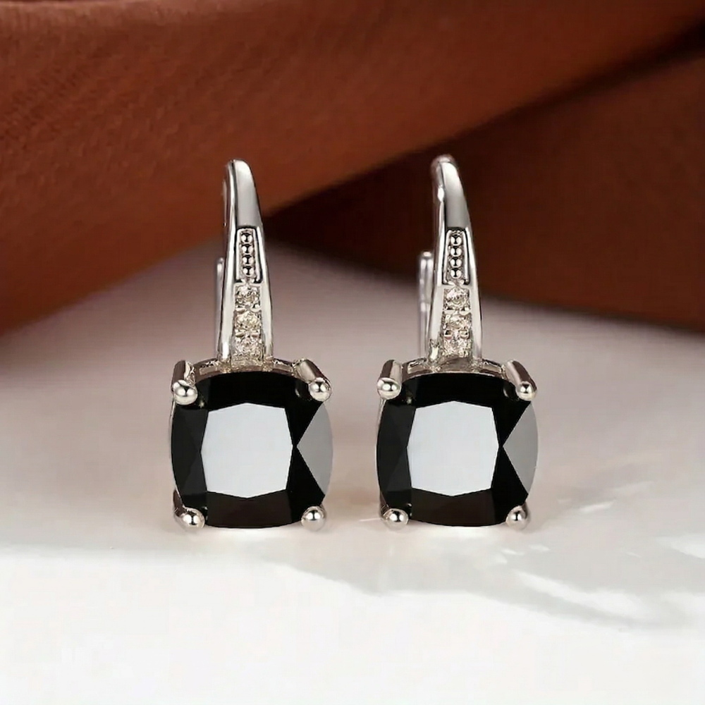 Mystic Stone Hoop Earrings | White Gold