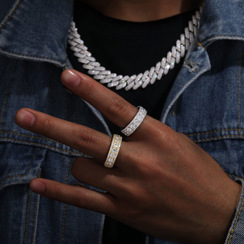 Three-Row Full Paved Moissanite Eternity Ring