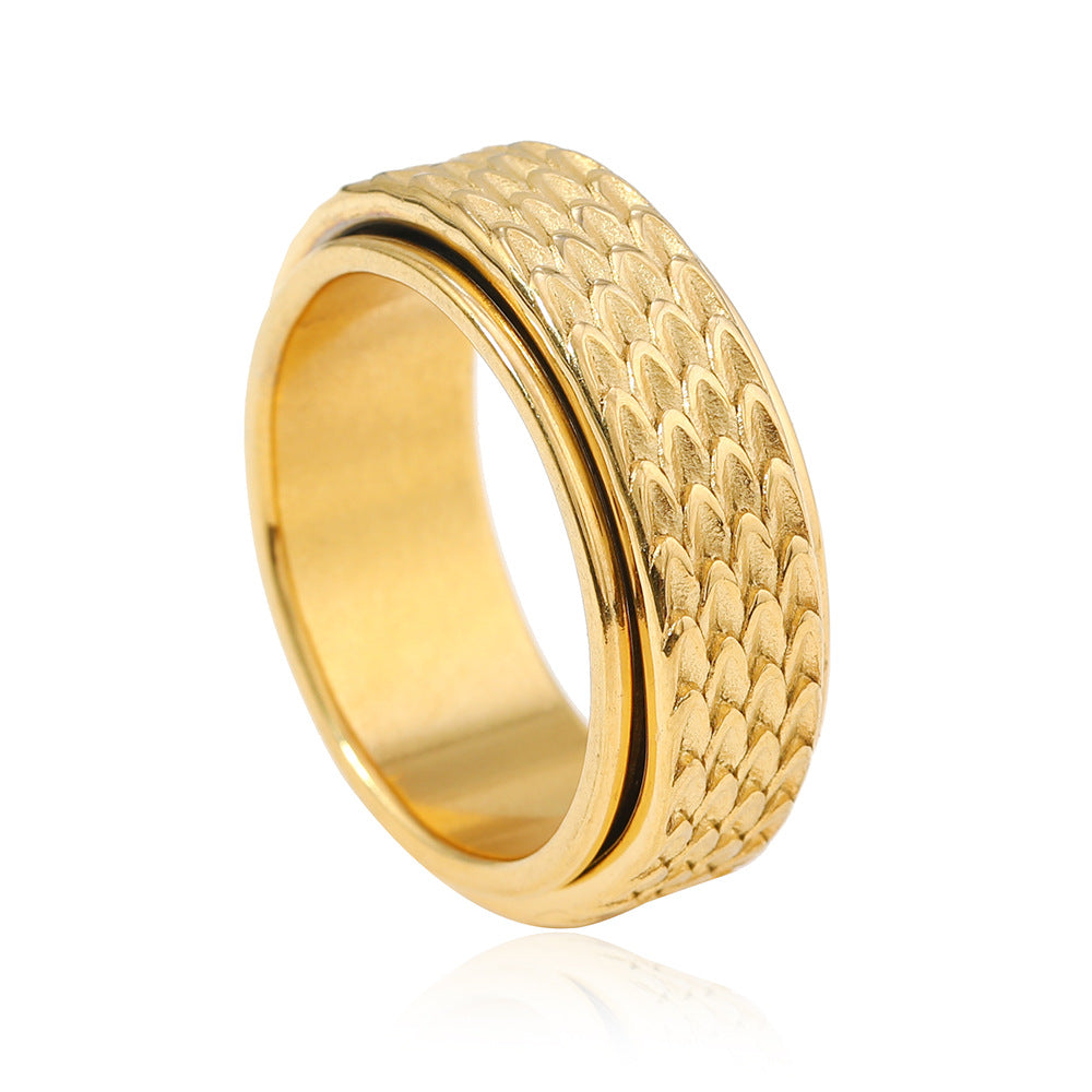 Toren Scale Spinner Ring | White Gold