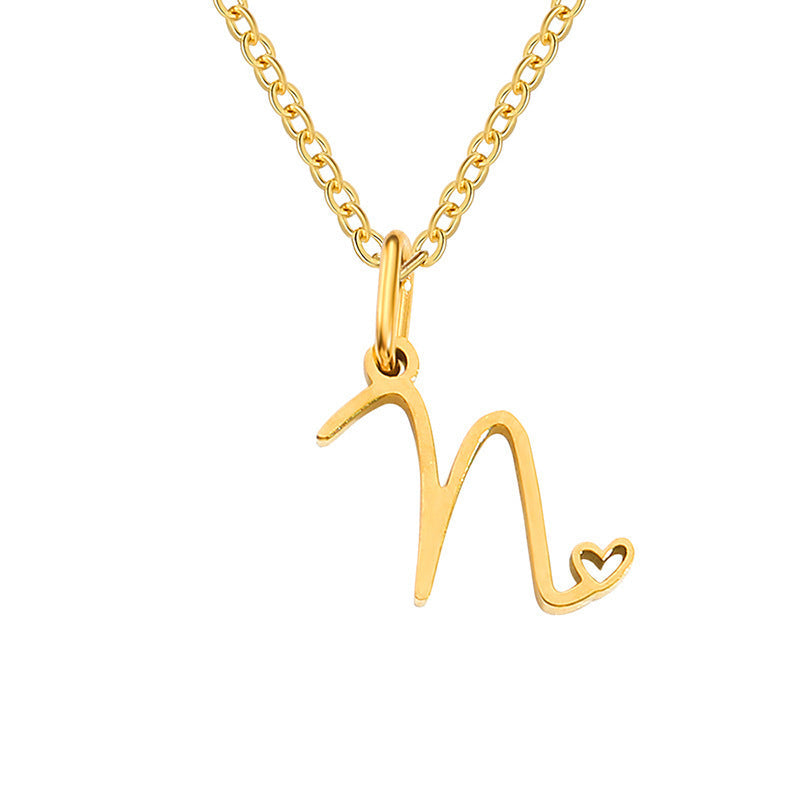 Heart Initial Necklace | Gold