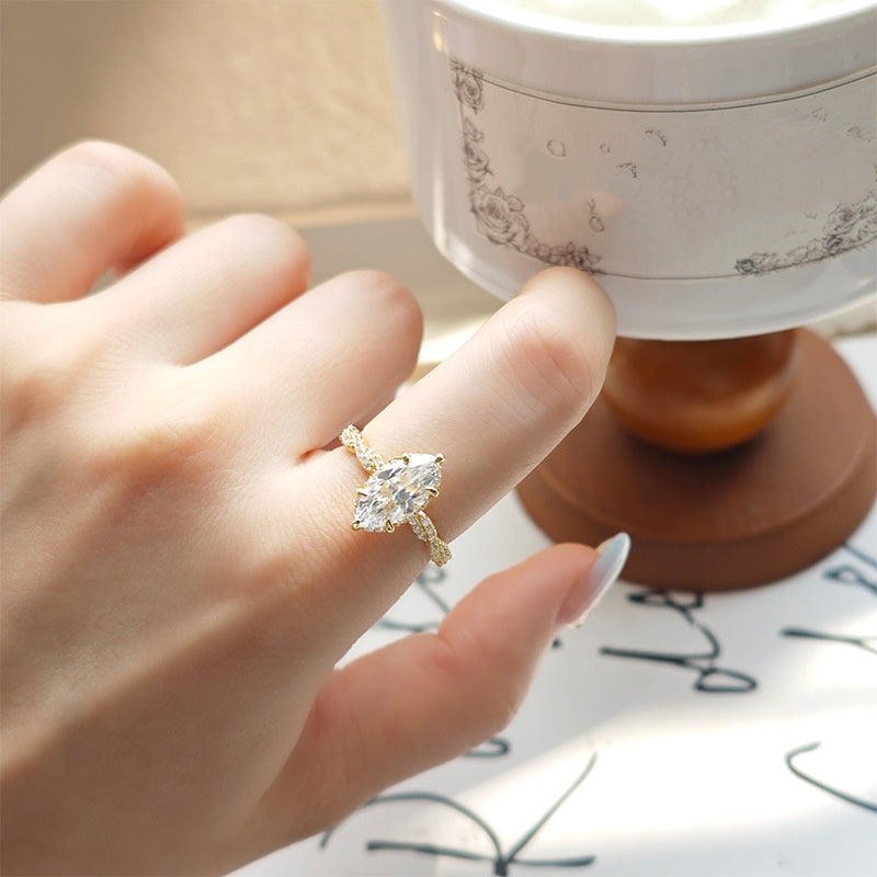 Marquise Cut Moissanite Ring
