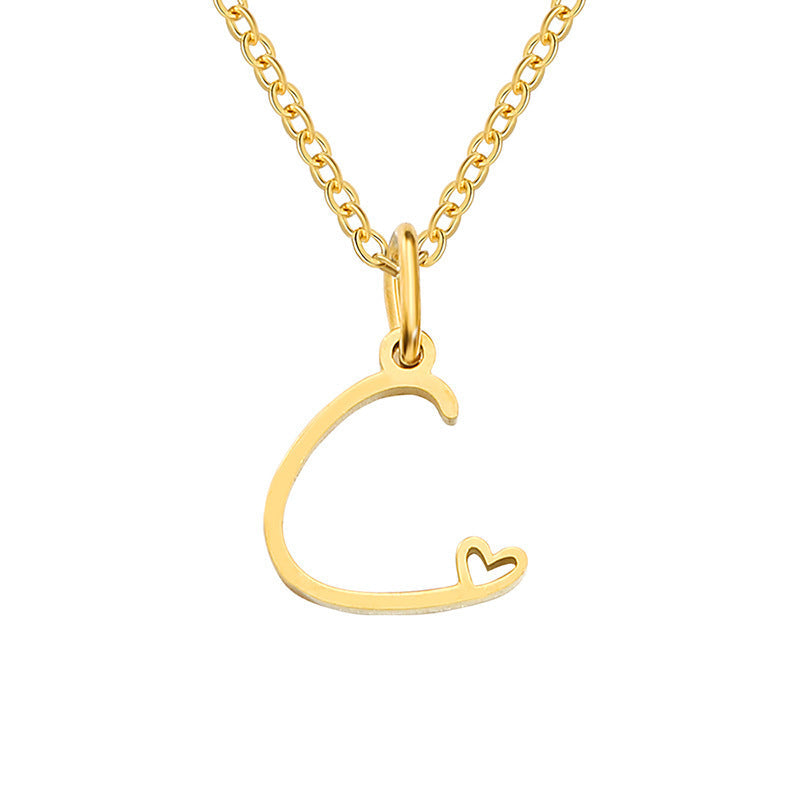 Heart Initial Necklace | Gold
