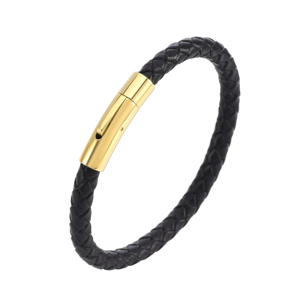 Valor Leather Braid Bracelet | Gold