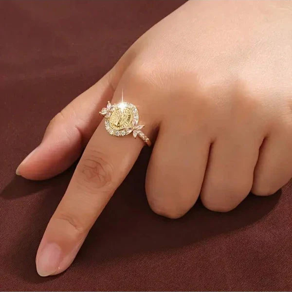 Virgin Mary Moissanite Halo Ring