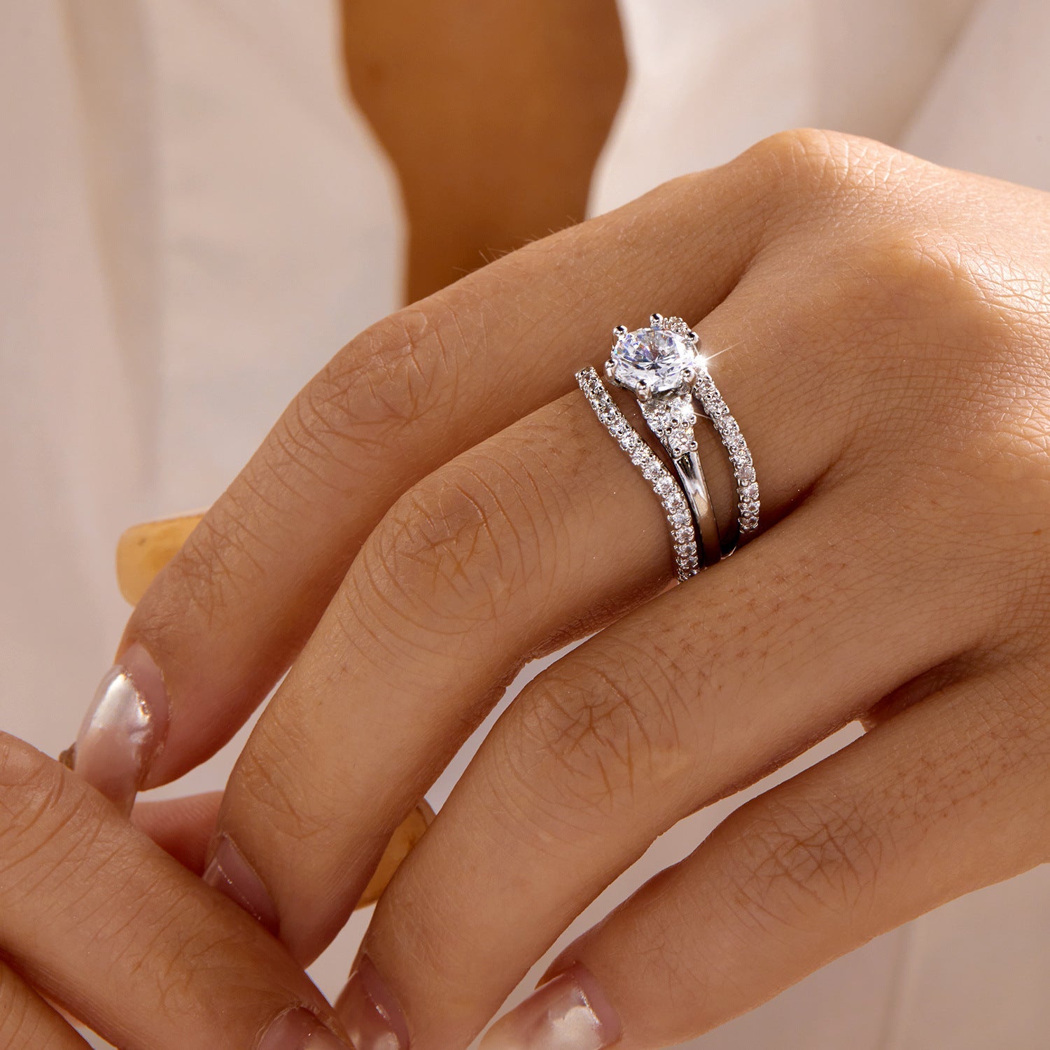Three-Piece Moissanite Ring Set