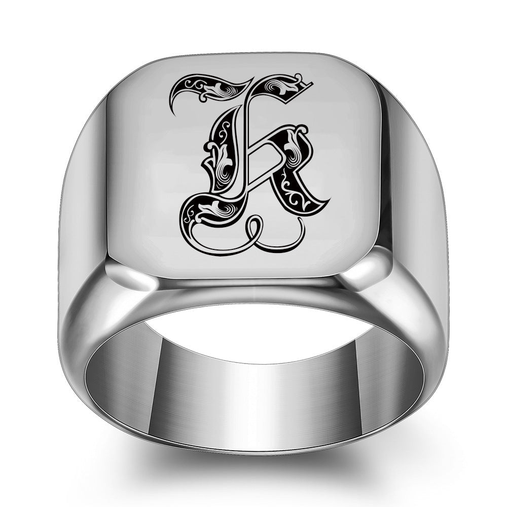 Classic Noble Initial Ring | White Gold
