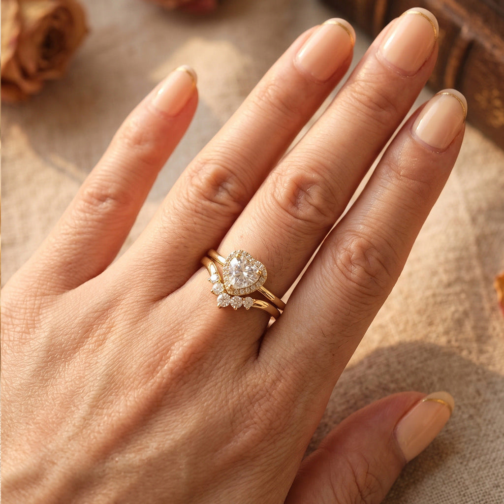 Heart Halo Ring Set