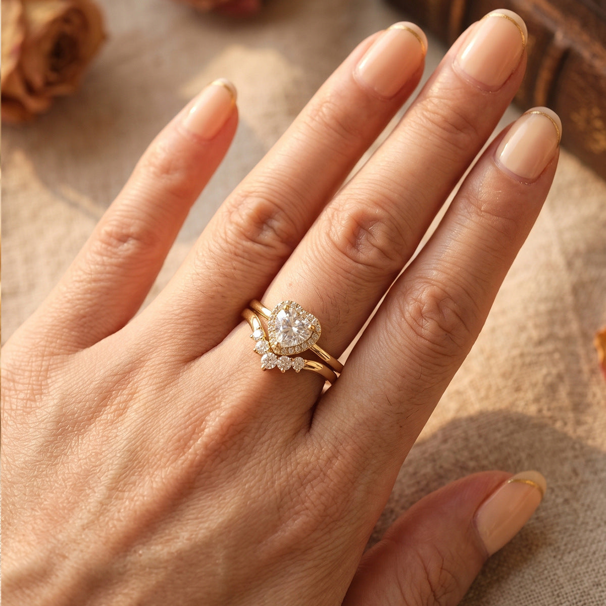 Heart Halo Ring Set