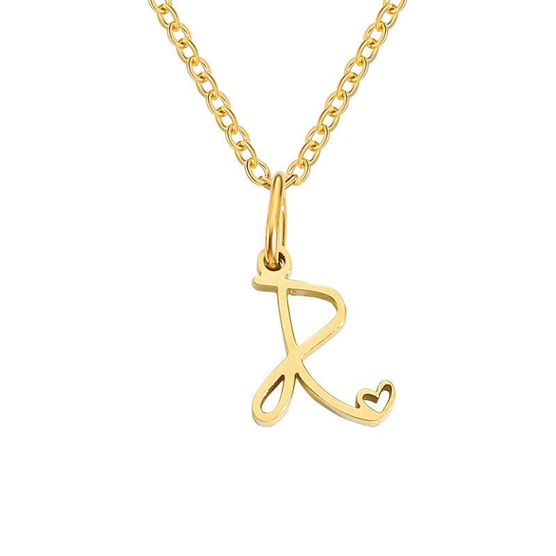 Heart Initial Necklace | Gold