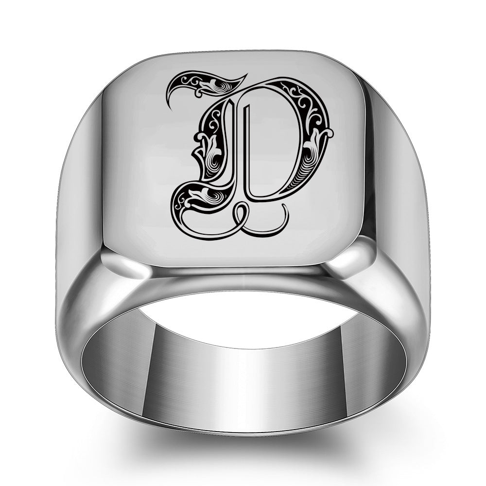 Classic Noble Initial Ring | White Gold