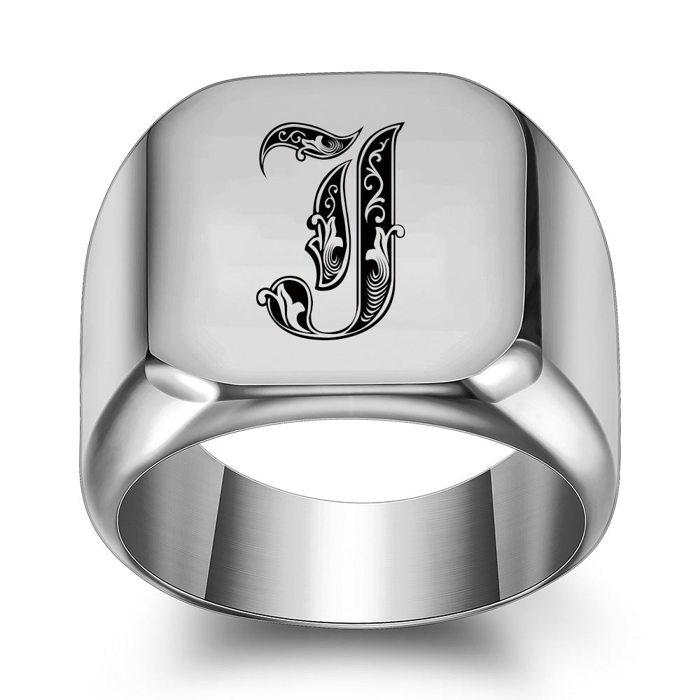 Classic Noble Initial Ring | White Gold