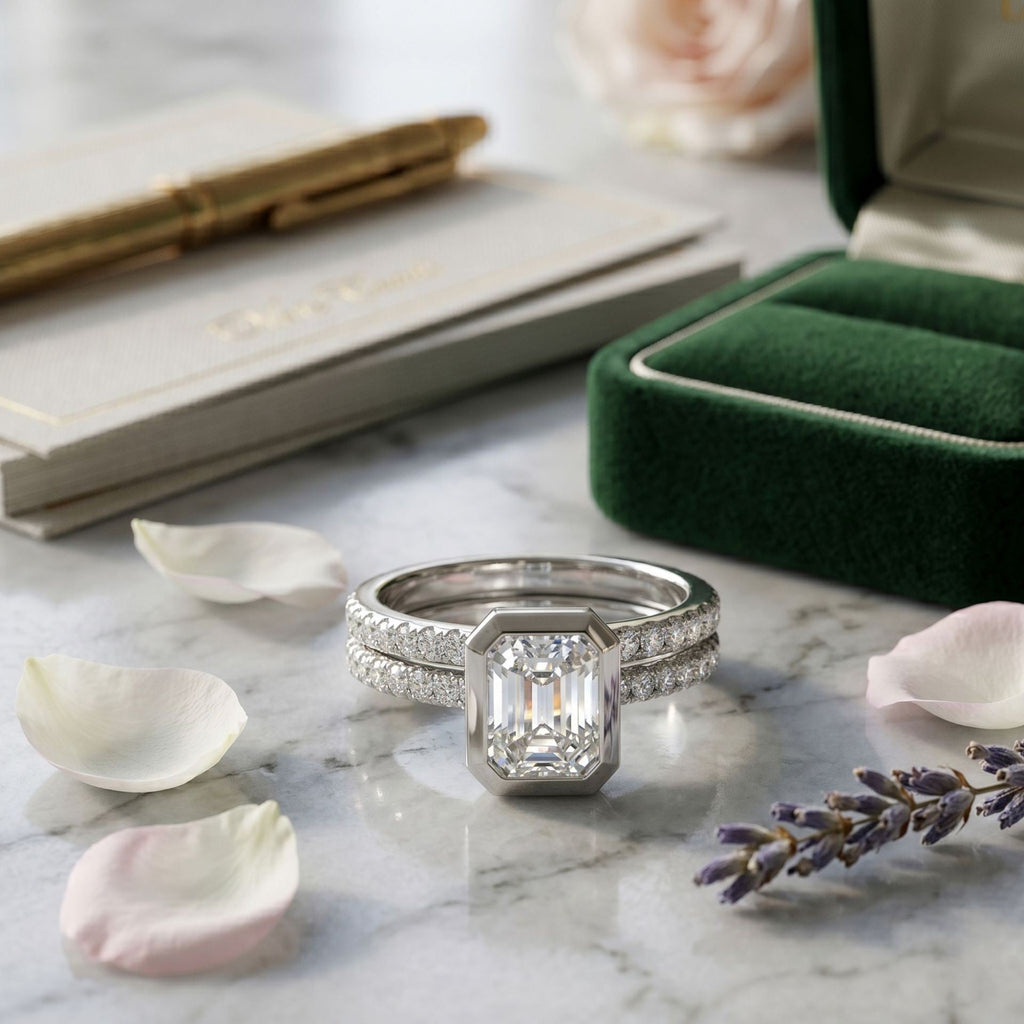 Timeless Emerald Bezel Ring Set