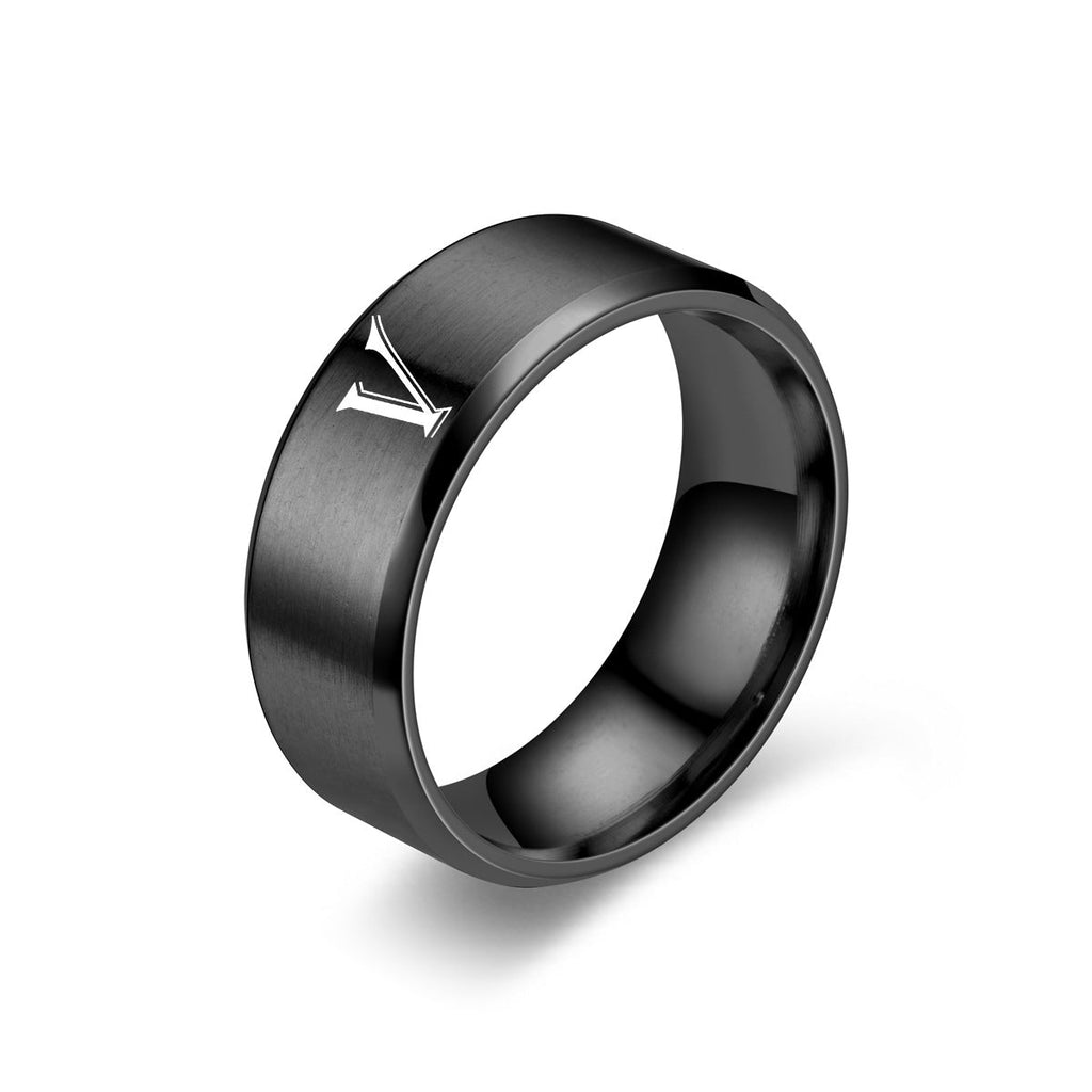 Obsidian Initial Ring | Black Finish