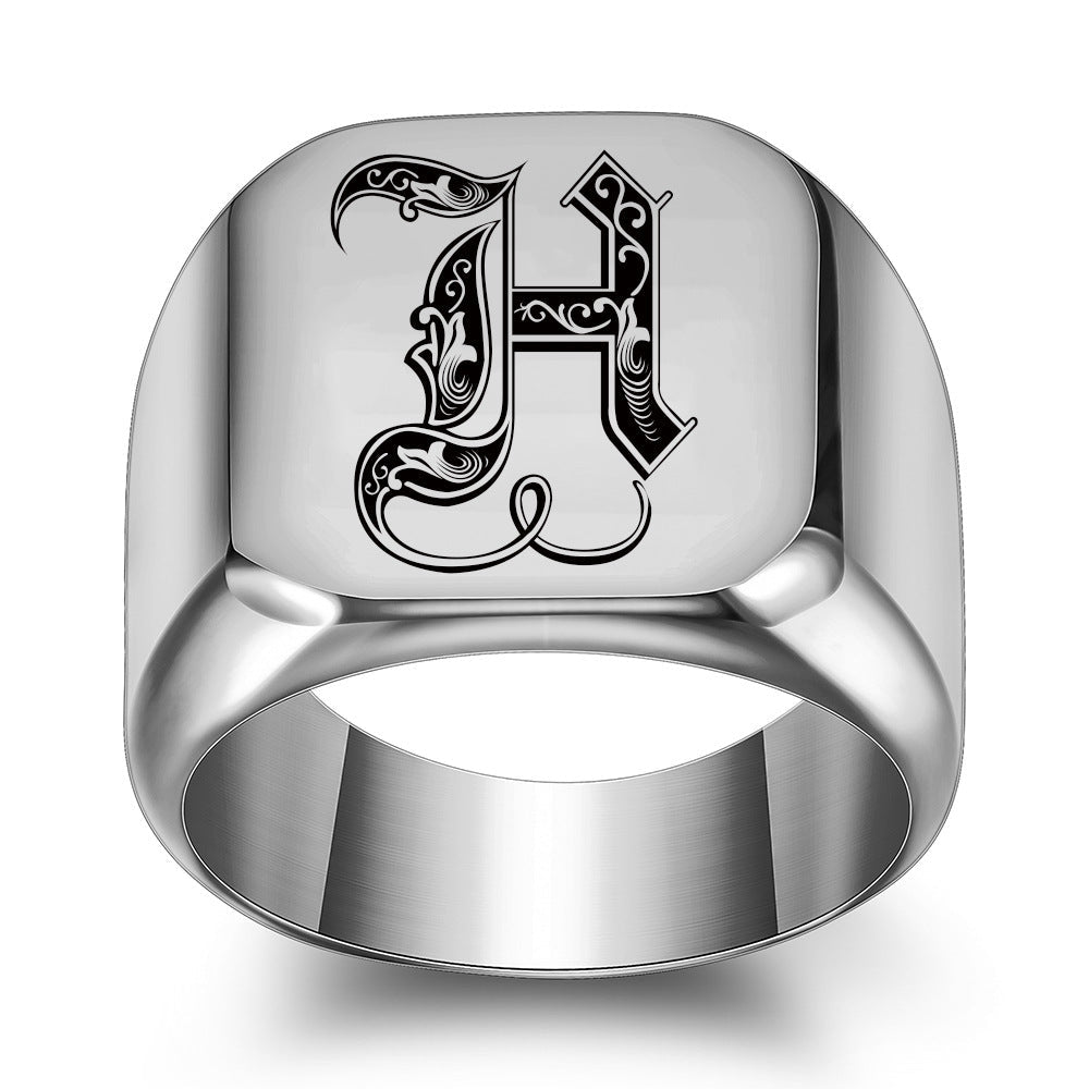 Classic Noble Initial Ring | White Gold