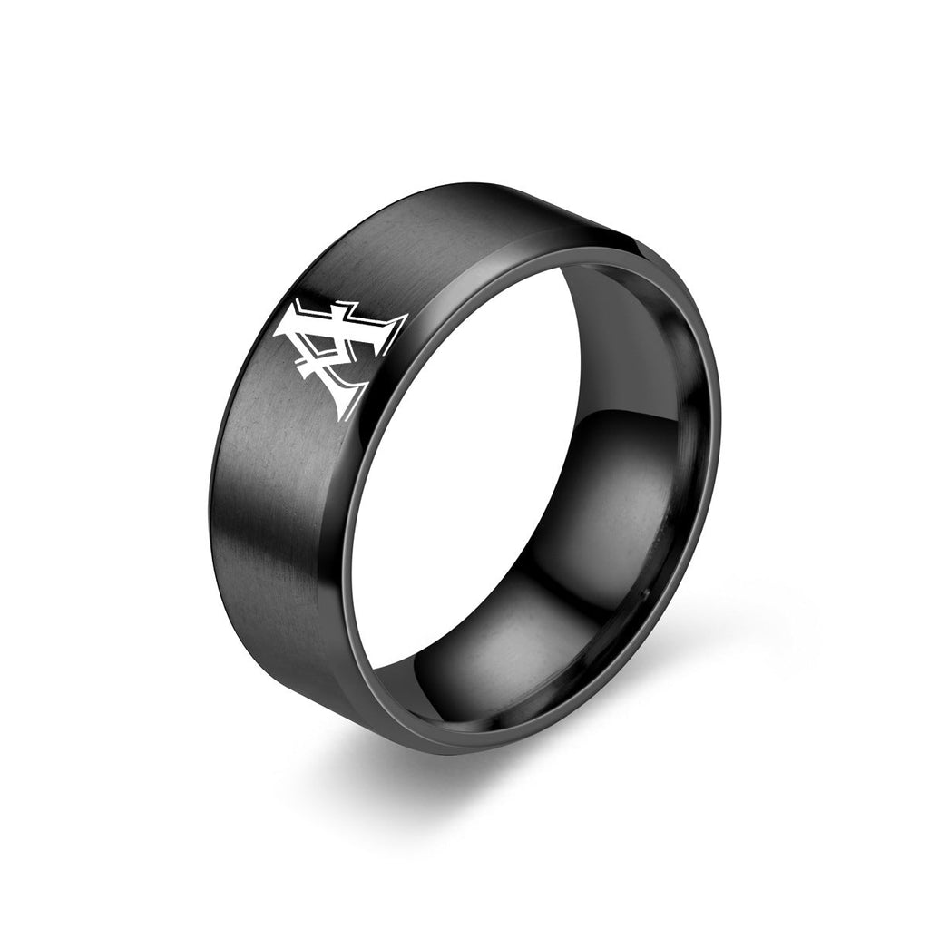 Obsidian Initial Ring | Black Finish