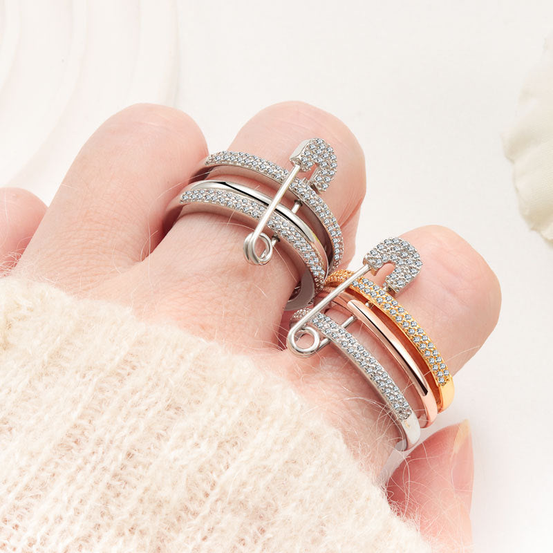 Elegant Safety Pin Ring Set