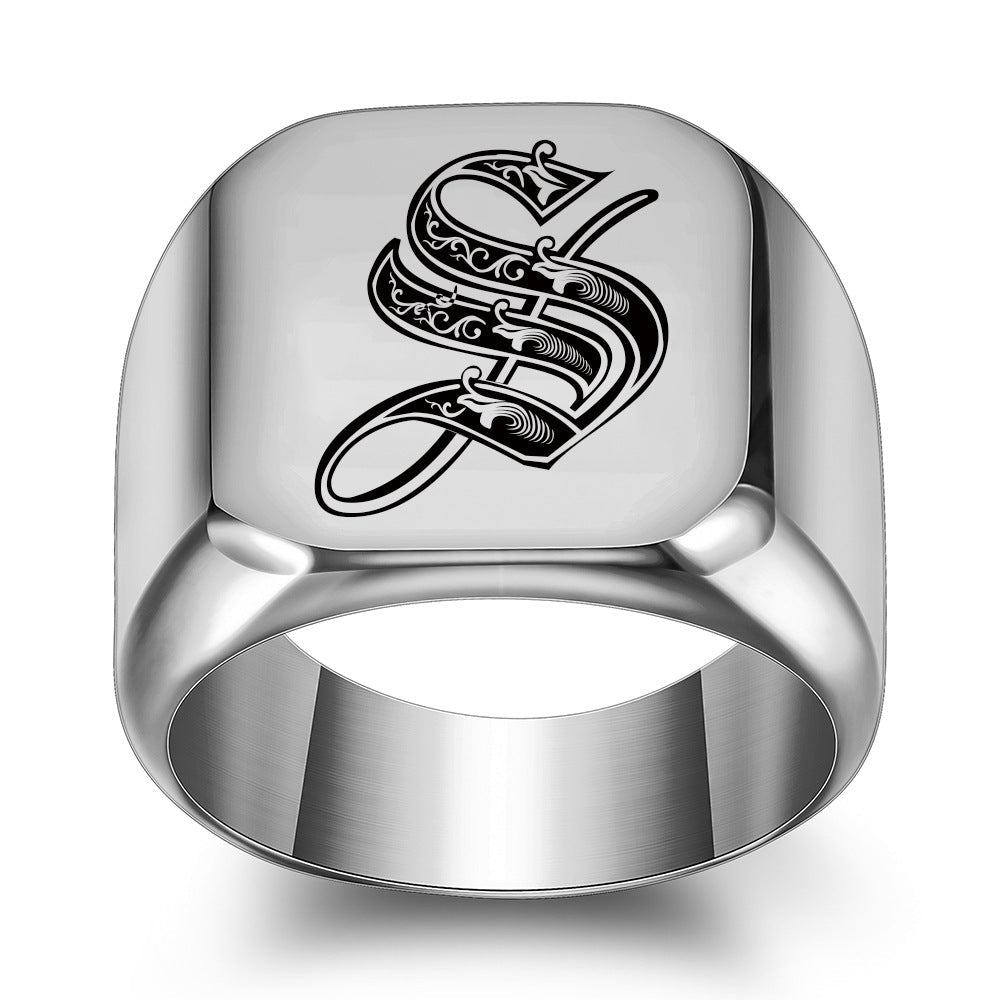 Classic Noble Initial Ring | White Gold