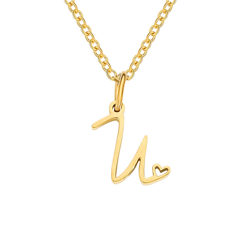 Heart Initial Necklace | Gold