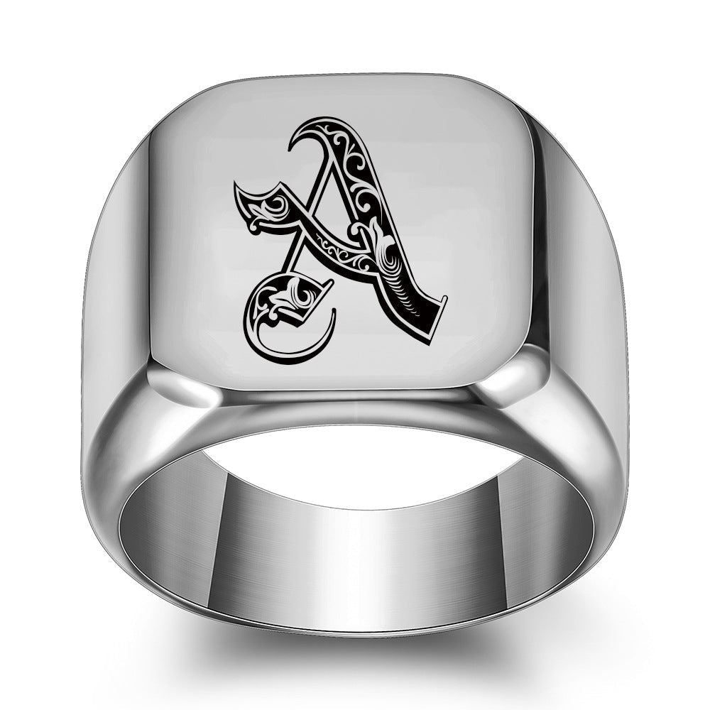 Classic Noble Initial Ring | White Gold