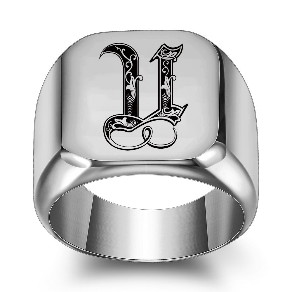 Classic Noble Initial Ring | White Gold