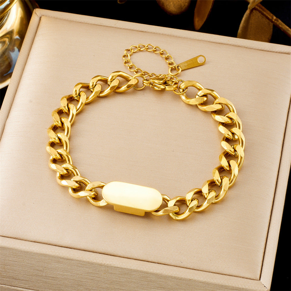 Cuban Chain Tag Bracelet | Gold