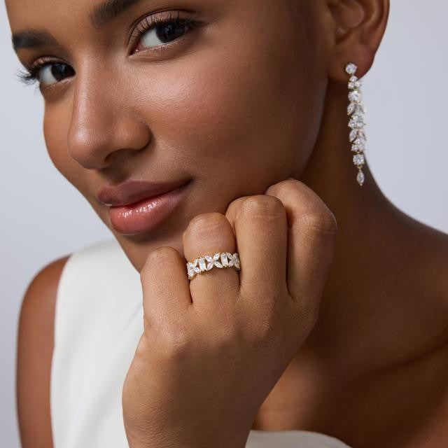 Moissanite Floral Vine Eternity Ring