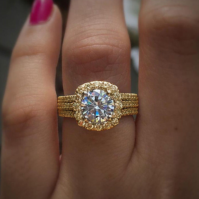 Triple Pavé Halo Ring