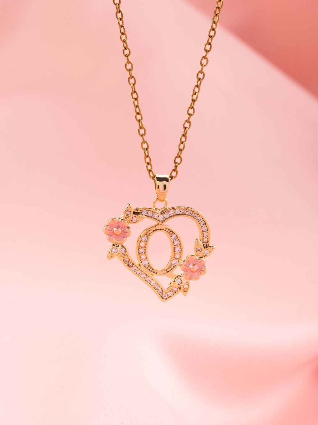 Floral Charm Initial Necklace | Gold
