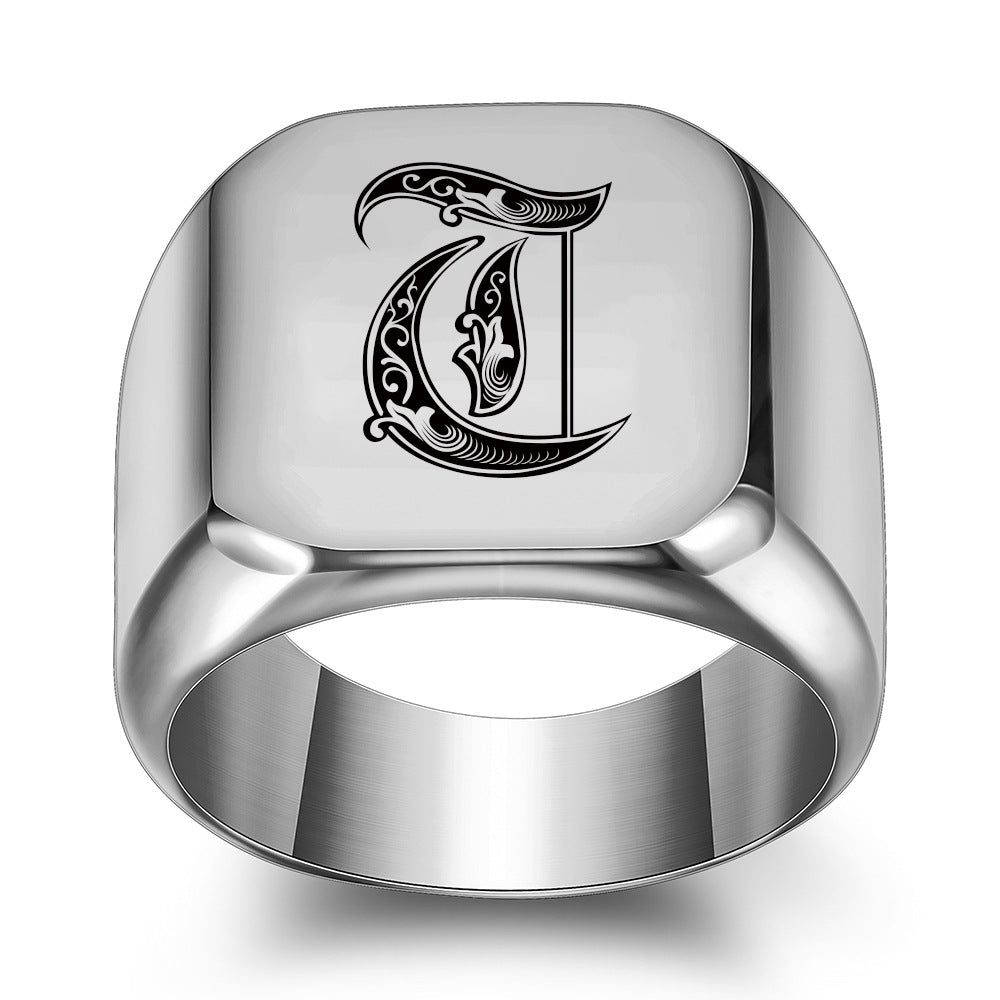 Classic Noble Initial Ring | White Gold
