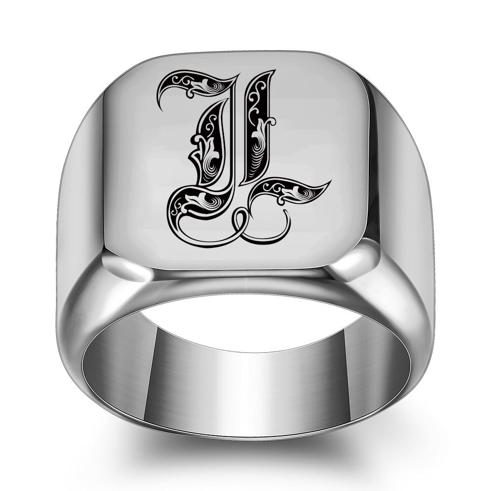 Classic Noble Initial Ring | White Gold