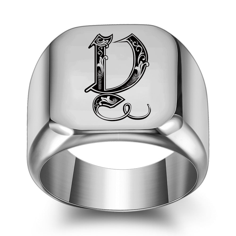 Classic Noble Initial Ring | White Gold