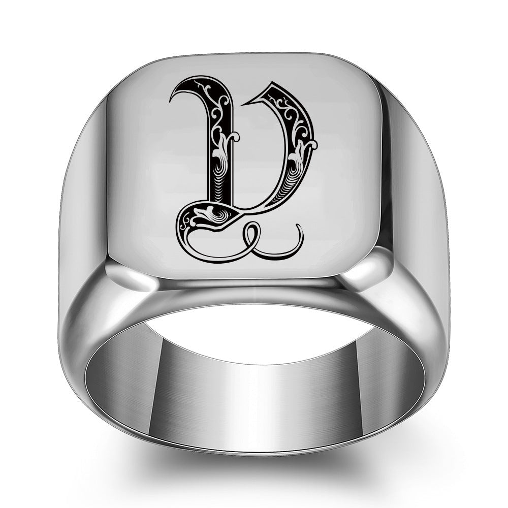 Classic Noble Initial Ring | White Gold