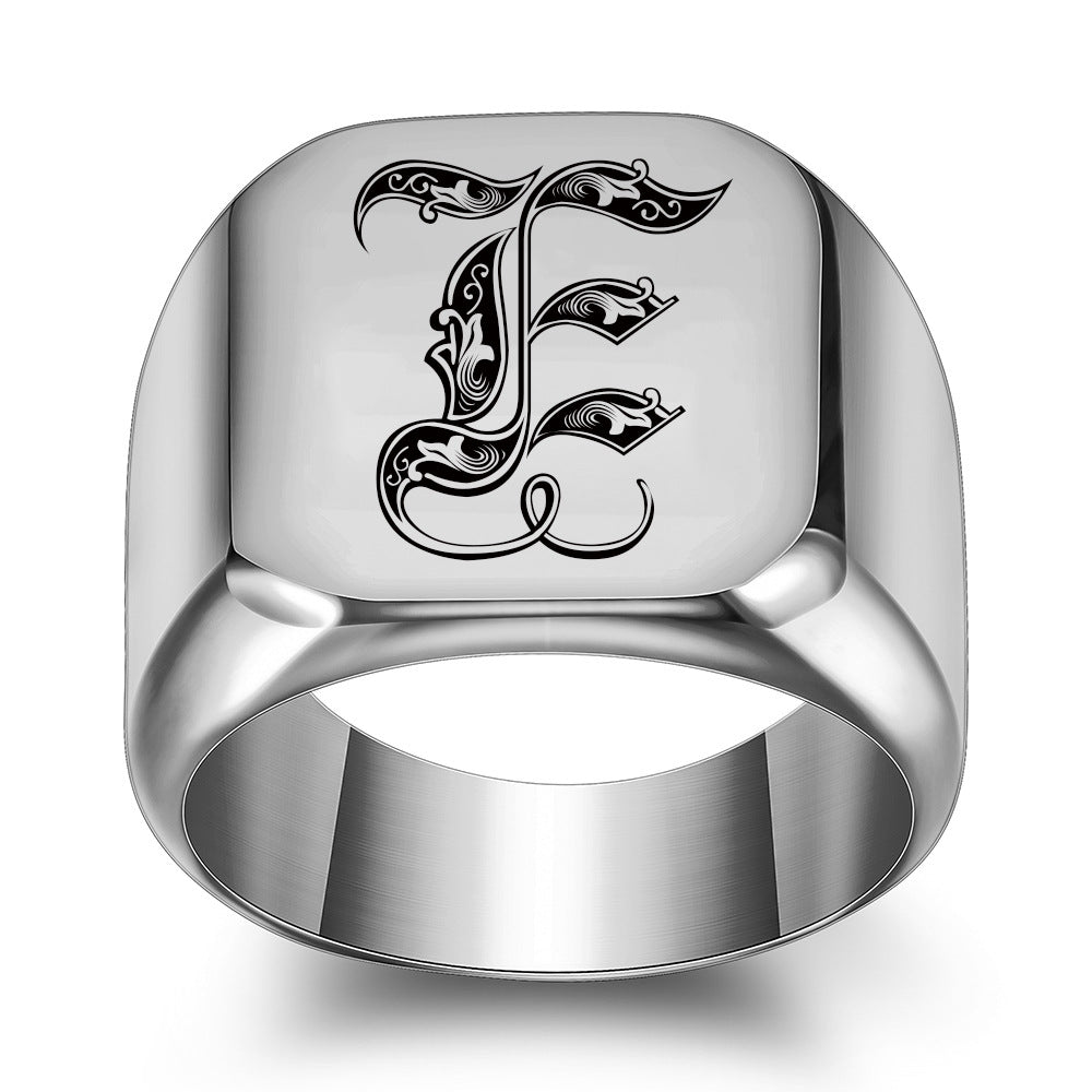 Classic Noble Initial Ring | White Gold