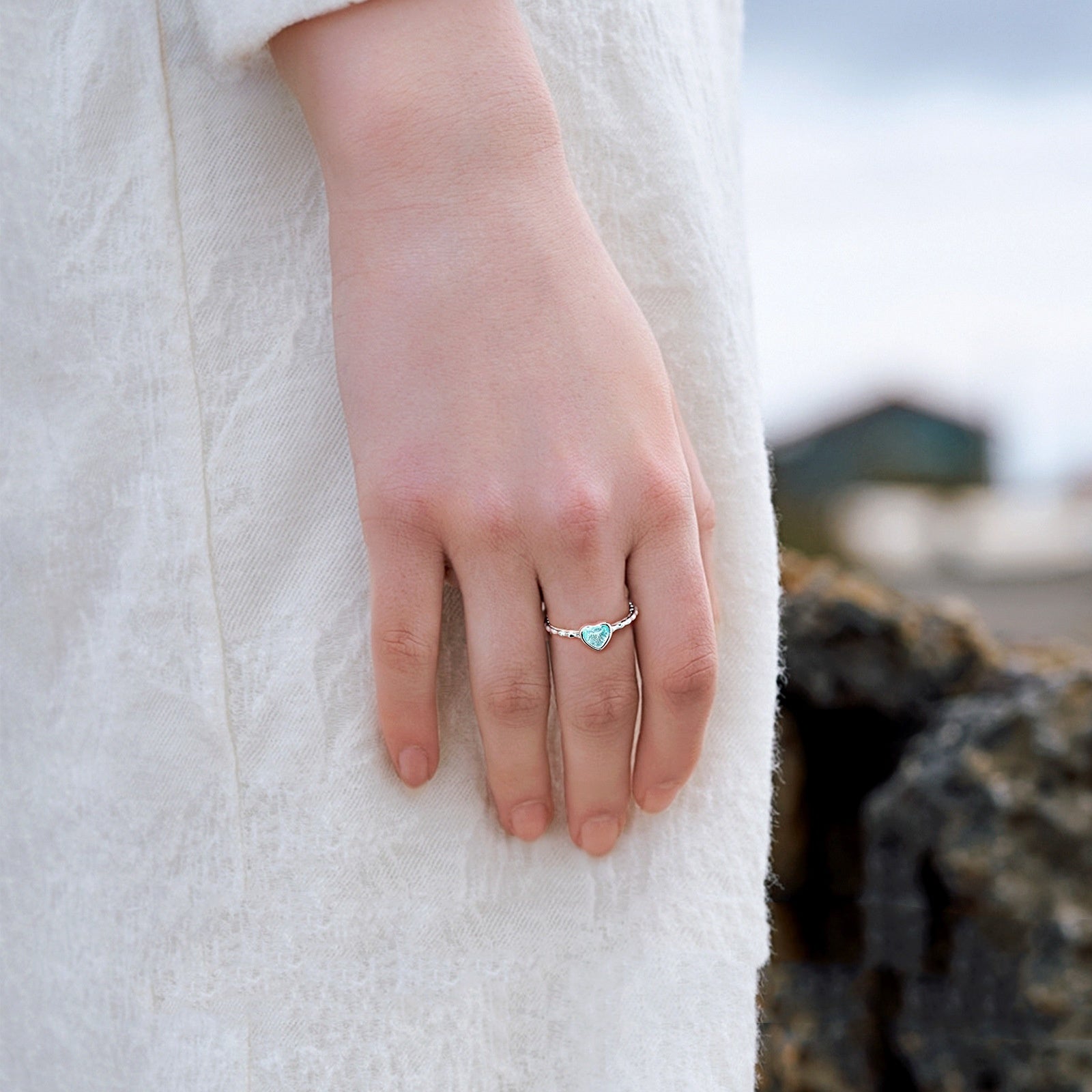 Heart-Cut Aquamarine Ring