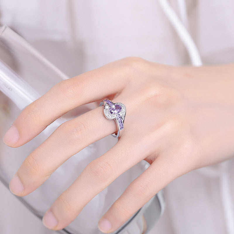 Amethyst Pavé Diamond Geometric Ring