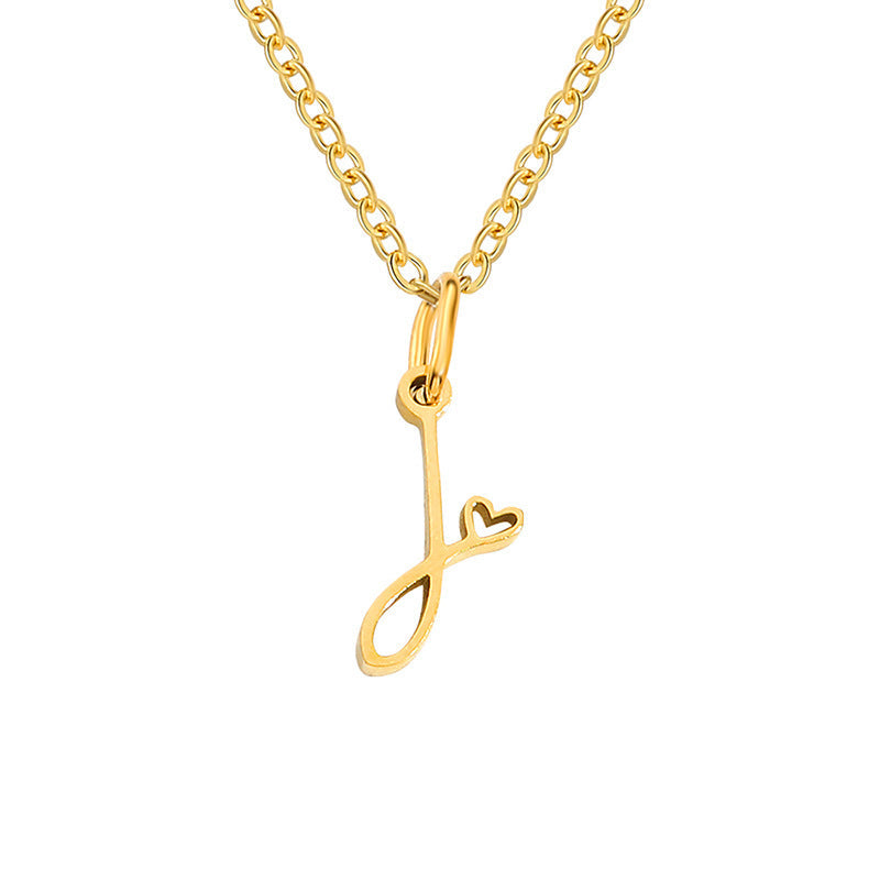 Heart Initial Necklace | Gold