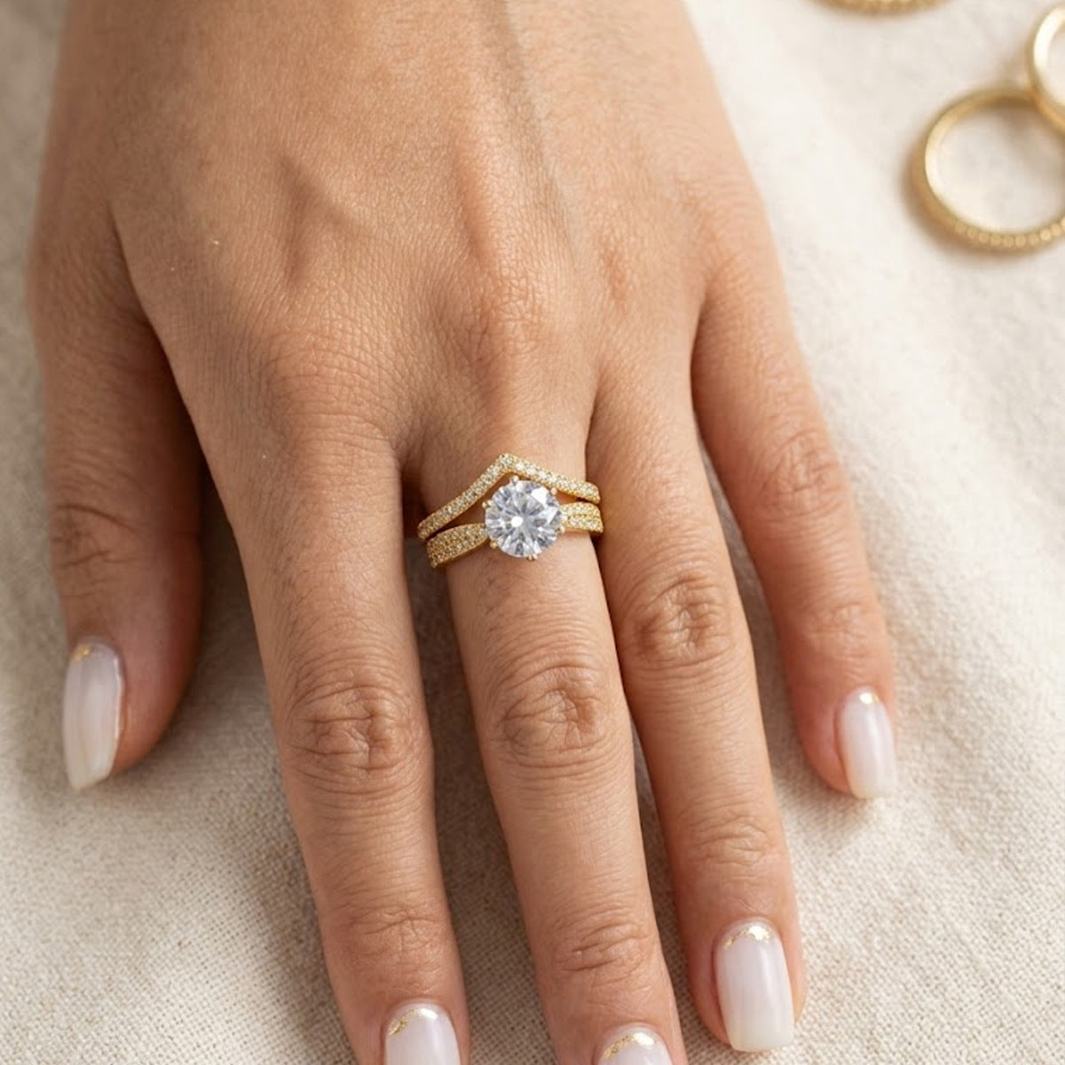 Classic Six-Prong Moissanite Ring Set