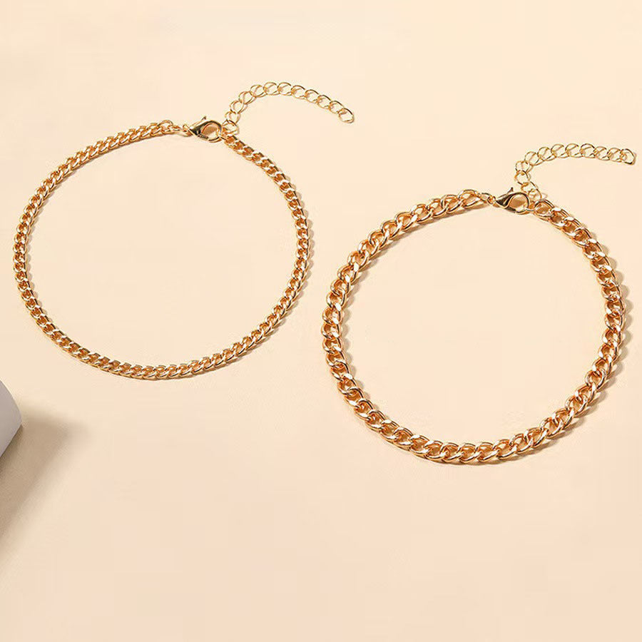 Layered Cuban Link Anklet | Gold