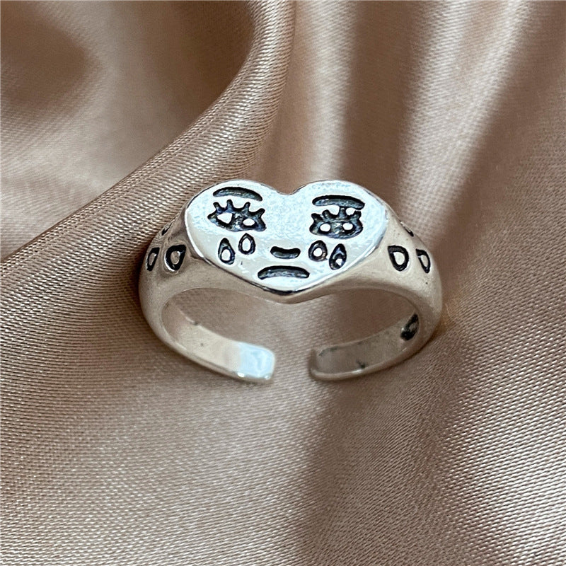 Heart Cry Face Ring