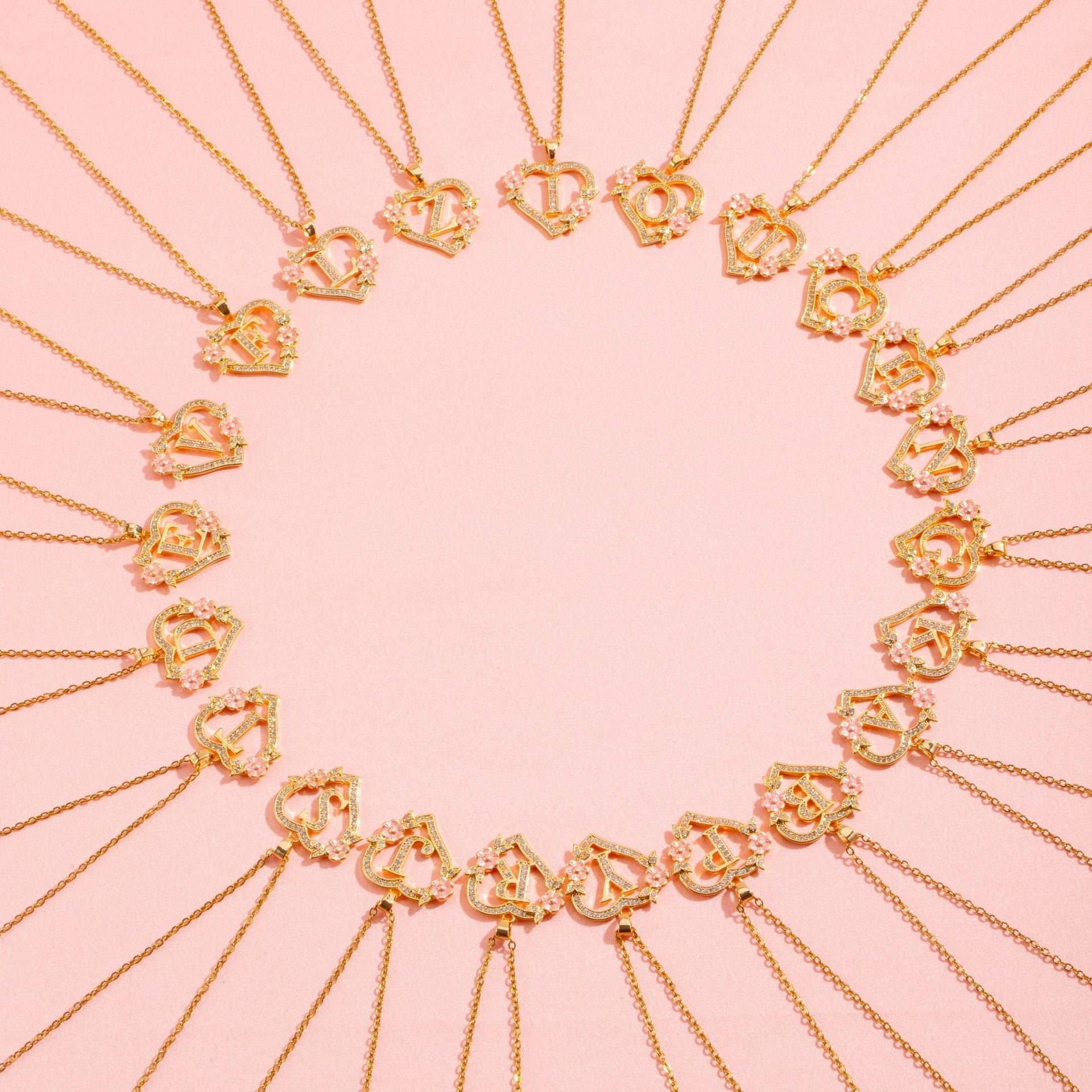 Floral Charm Initial Necklace | Gold